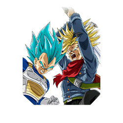 Cooperation Between the Enraged Father and Son Super Saiyan God SS Vegeta & 
Super Saiyan Trunks (Future)